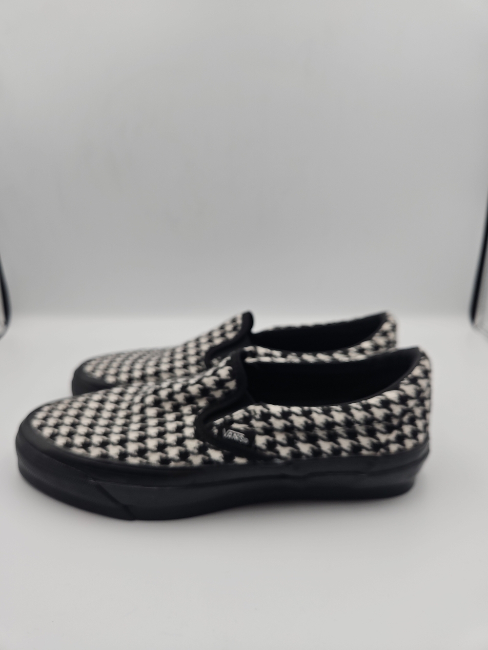 Vans Black & White Houndstooth Slip-On Sneakers
